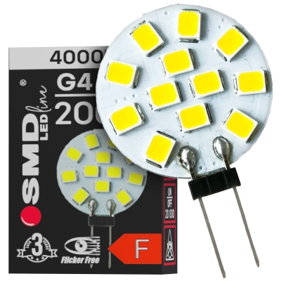 $ ŻARÓWKA G4 LED SMD NW 2W 12V 200lm 3Y DISK FF